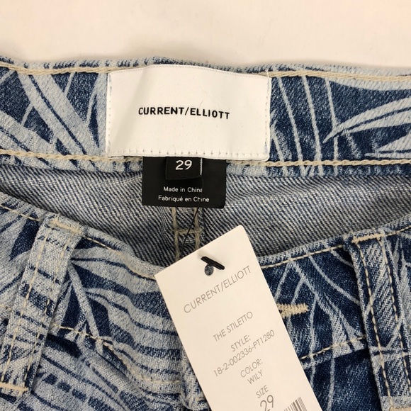 Current/Elliot Stiletto High Rise Palm Print Jeans - Picture 4 of 7